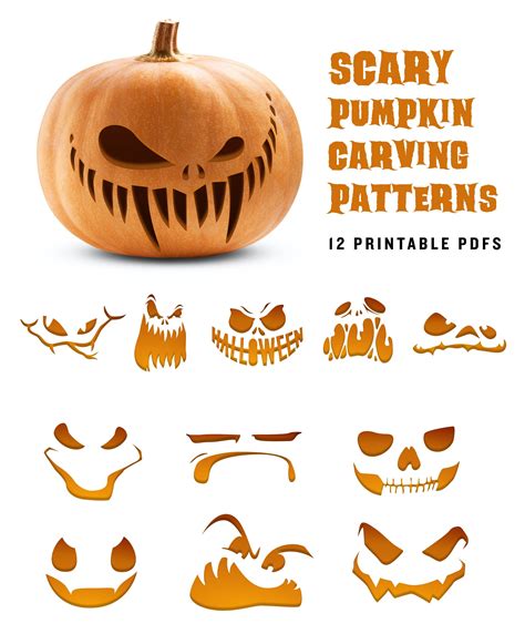 Scary Pumpkin Faces Printable Designs