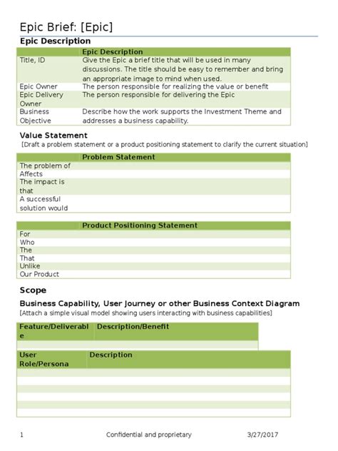 Scrum epic template