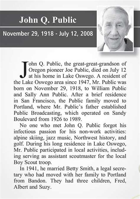 Seagle Obituaries Example 8