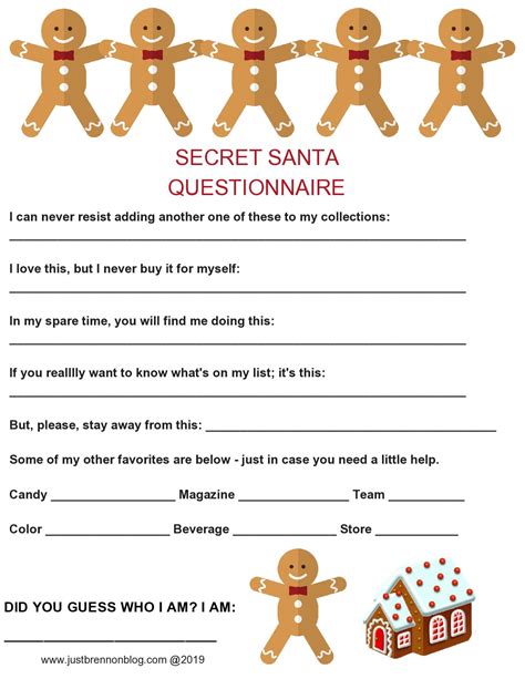 Secret Santa Questionnaire Template Gallery 1