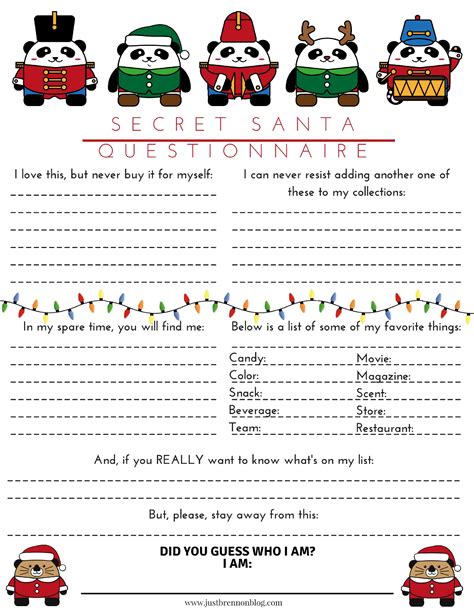 Secret Santa Template Printables