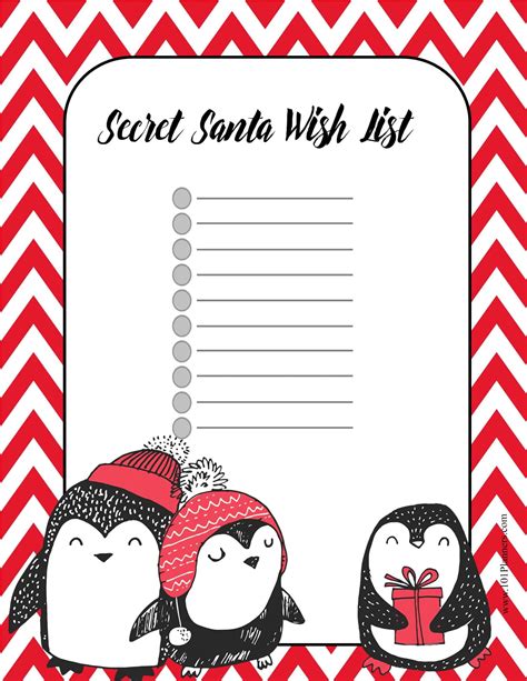 Secret Santa Wish List Template