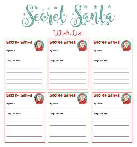 Secret Santa Wish List Template