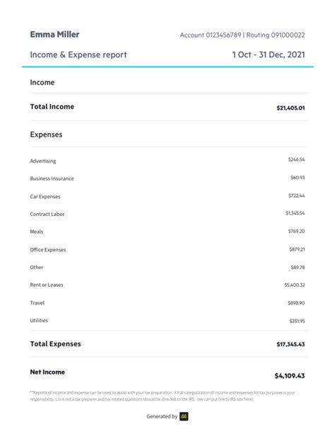 Self Employment Ledger with Expense Tracking