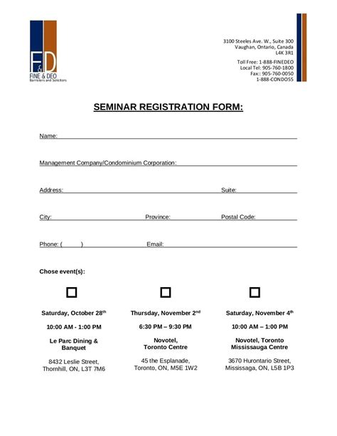 Seminar Registration Form Template