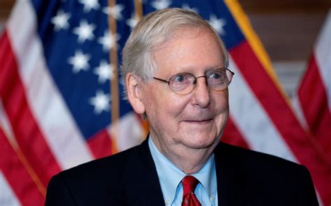 Senate Majority Leader Mitch McConnell speaking to the press