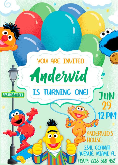 Sesame Street Birthday Invitation Template