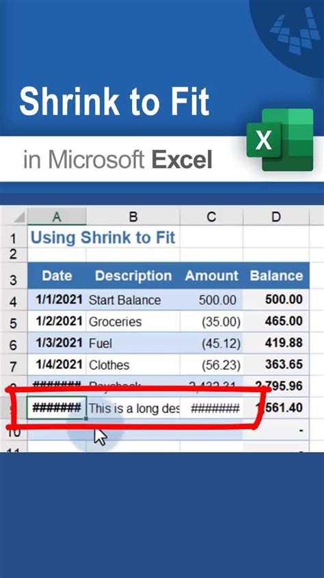 Shrink to fit in Excel example