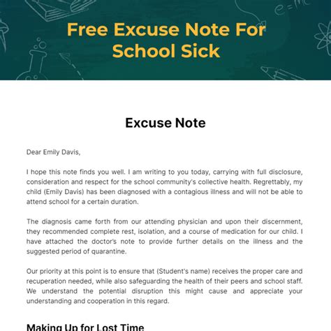 Sickness Excuse Template