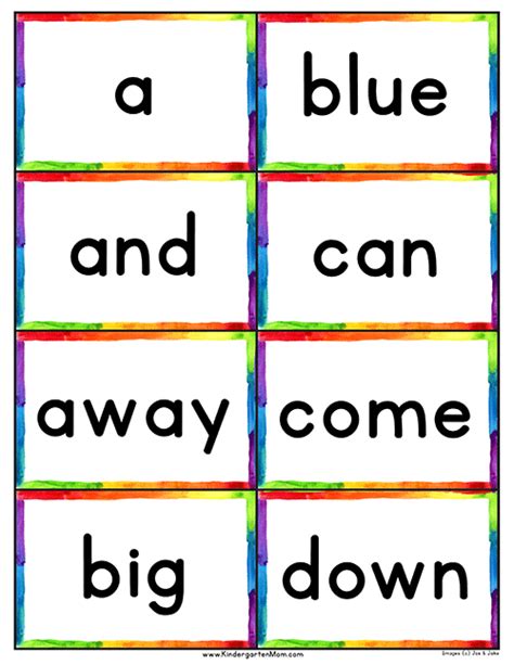 Sight Word Flashcard Example 1