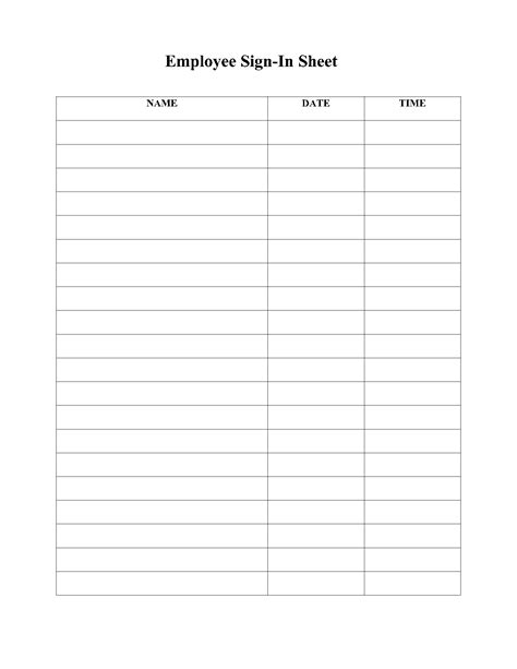 Sign Out Sheet Template for Retail Staff