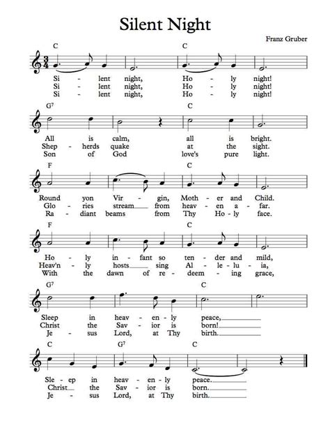 Silent Night Lyrics Printable Version