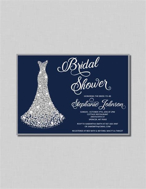 Silver bridal shower invitation template