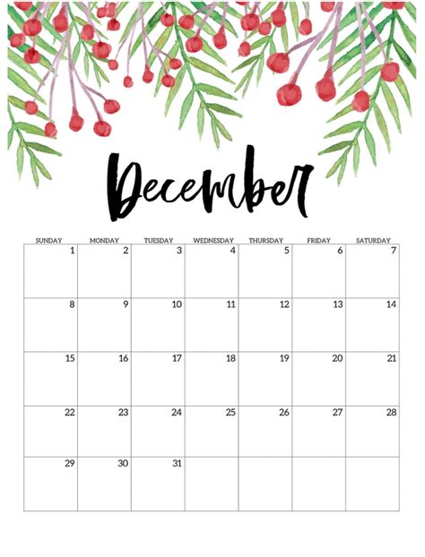 Simple December calendar