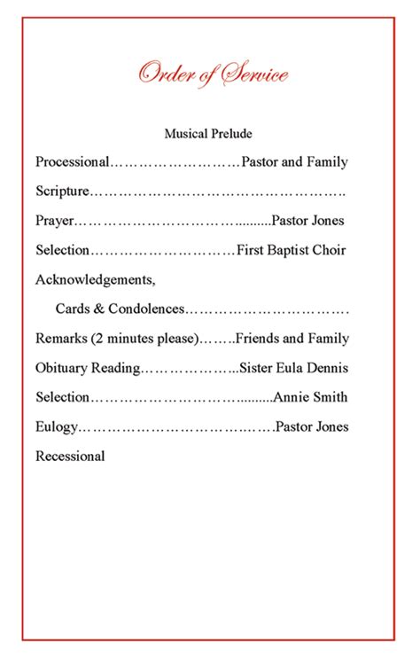 Simple Elegance Funeral Order of Service Template