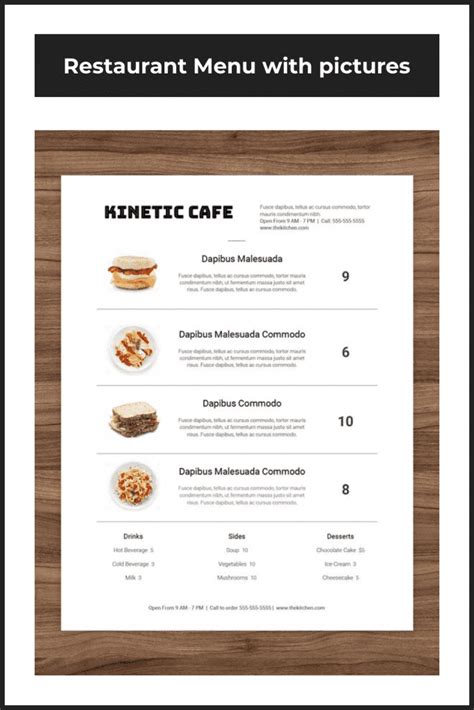 Simple Menu Template Google Docs