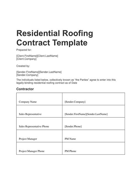 Simple Roofing Contract Template Example 2