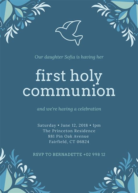 Simple and Elegant First Holy Communion Card