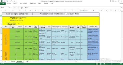 Six Sigma Excel Templates