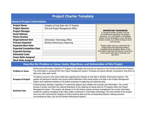 Six Sigma Project Charter Template Example 6