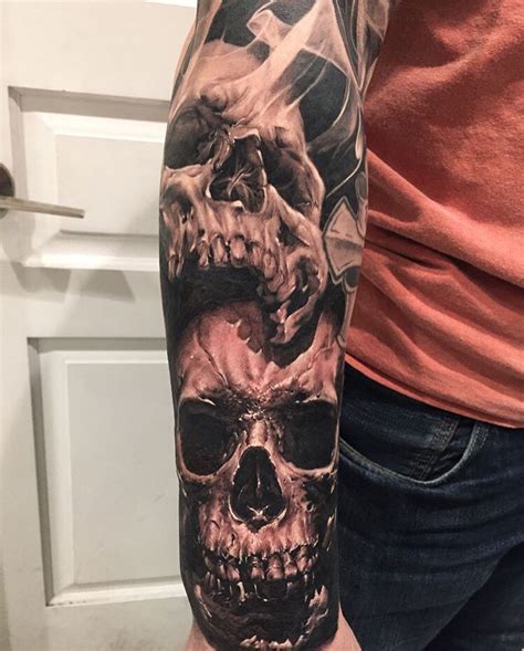 Skull Forearm Half Sleeve Tattoo Designs