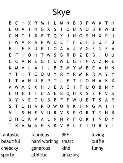 Skye word search