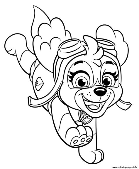 Skye from Paw Patrol in flight