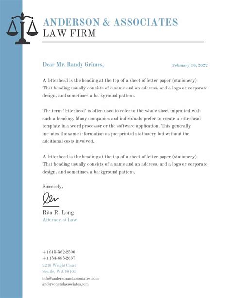 Small Law Firm Letterhead Template