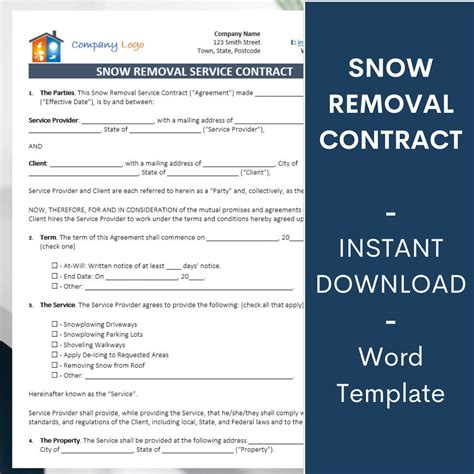 Snow Removal Contract Template