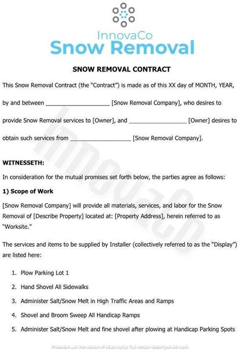 Snow Removal Contract Template Example 2