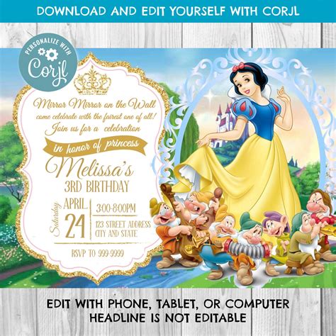 Snow White Invitation Printing