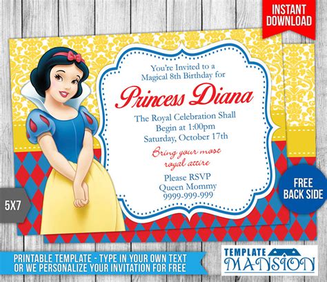 Snow White Invitation Template 3