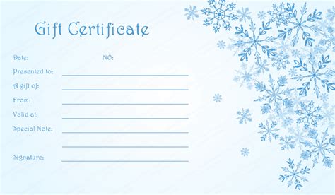 Snowflake Holiday Gift Certificate Template