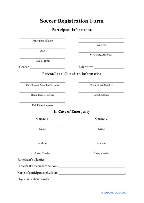 Soccer Registration Form Template Branding