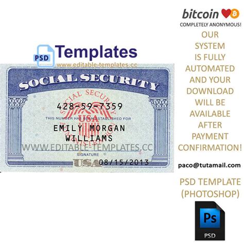 Social Security Card Template PSD