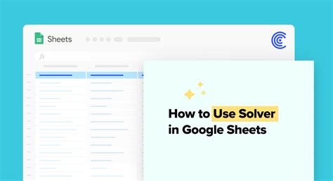 Solver Settings Google Sheets