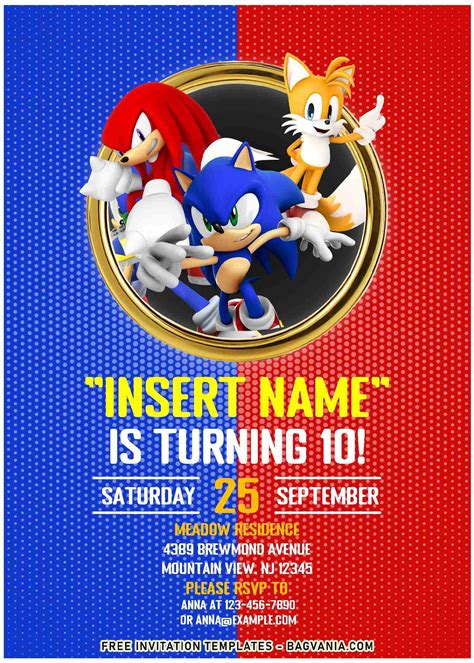 Sonic Birthday Invitation Template Design