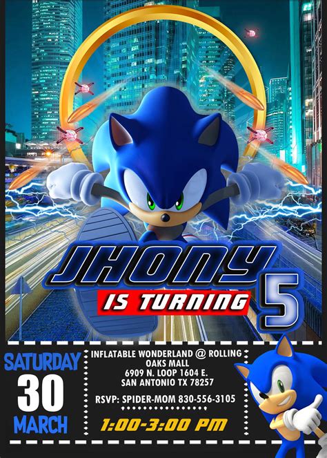 Sonic Birthday Invitations