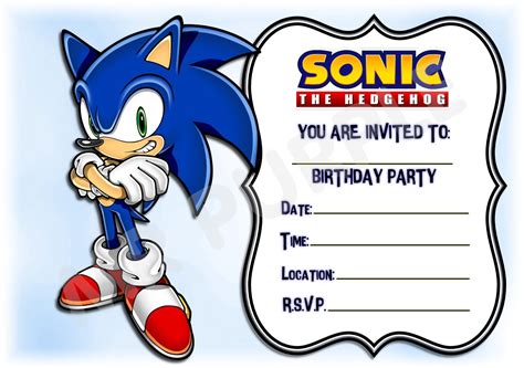 Sonic Birthday Party Invitations