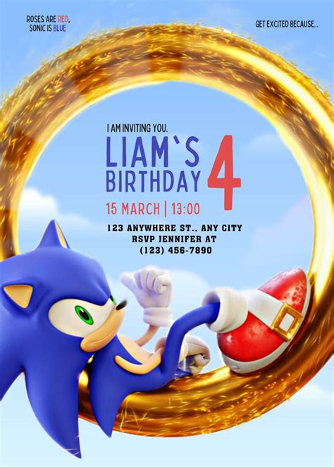 Sonic Party Invitations