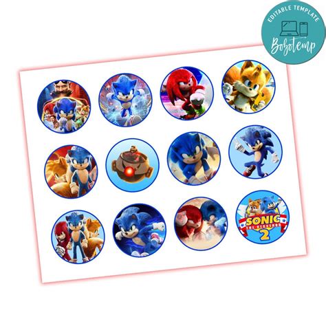 Sonic Cupcake Toppers Template 1