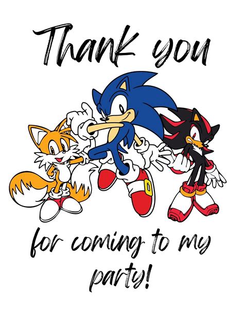 Customizable Sonic thank-you cards