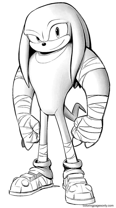 Sonic the Hedgehog character coloring page with Knuckles the echidna