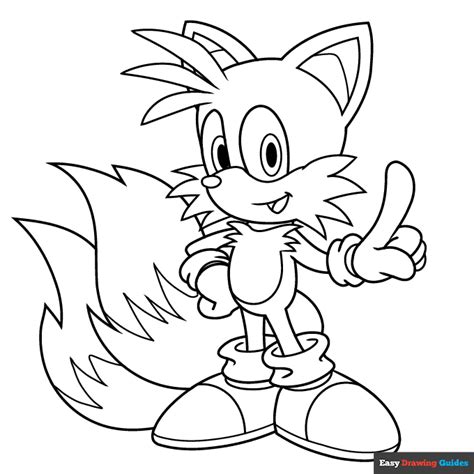 Sonic the Hedgehog character coloring page with Tails the fox