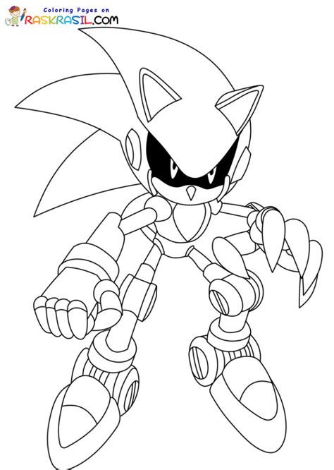 Sonic the Hedgehog scene coloring page with Metal Sonic