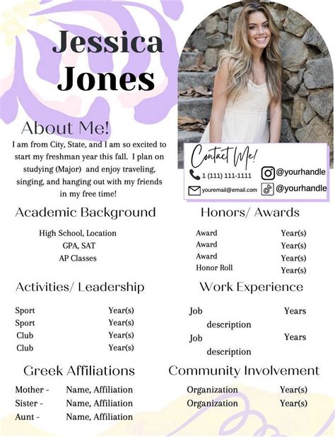 Sorority Recruitment Resume Template Example