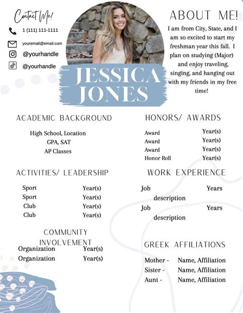 Sorority Recruitment Resume Template Example 4