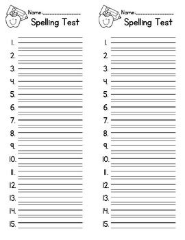 Spelling Test Templates for Special Education