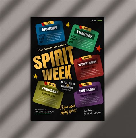 A collection of Spirit Week flyer designs