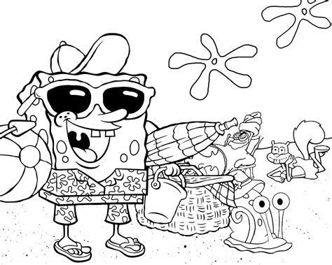 Spongebob and Gary Coloring Printables